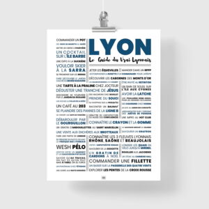 Affiche lyon : le guide du vrai lyonnais - La suite, affiche typographique minimaliste