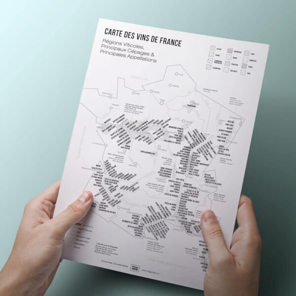 Carte des vins de France PDF, gratuite à imprimer, format A4, 21x19,7cm