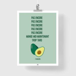 affiche avocat, affiche humoristique thème coloré pour la cuisine