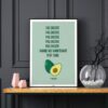 affiche avocat, affiche humoristique thème coloré pour la cuisine, sur fond noir