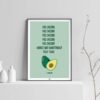 affiche avocat, affiche humoristique thème coloré pour la cuisine, sur fond clair