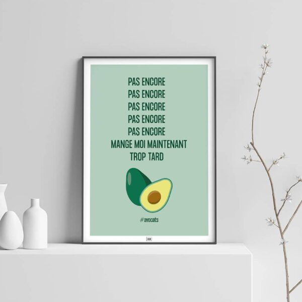 affiche avocat, affiche humoristique thème coloré pour la cuisine, sur fond clair