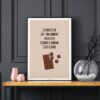 Affiche le chocolat est ton ennemi, affiche humoristique thème du chocolat, sur fond noir