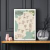 Affiche carte des fromages de france, affiche vintage, sur fond noir