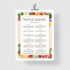 Affiche cuisine, calendrier des fruits et légumes de saison, affiche minimaliste