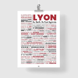 Affiche lyon : le guide du vrai lyonnais, affiche typographique minimaliste