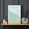 Affiche origami girafe, poster minimaliste géométrique, origami facile, sur fond noir