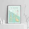 Affiche origami girafe, poster minimaliste géométrique, origami facile, sur fond clair