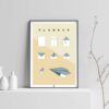 Affiche origami avion, poster minimaliste géométrique, origami facile, fond clair