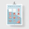 Affiche origami papillon, poster minimaliste géométrique