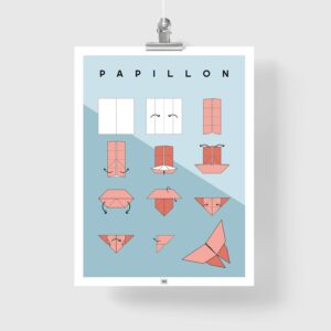 Affiche origami papillon, poster minimaliste géométrique