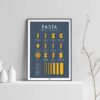 affiche pates italiennes, poster vintage minimaliste graphique sur fond clair