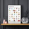 Affiche séries TV, films et dessins animés en pixel art sur fond noir