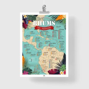 Affiche Rhum : Carte des 100 Meilleurs Rhums du Monde