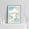 Carte des vins de France, affiche du vignoble français, régions viticoles et cépages, fond clair