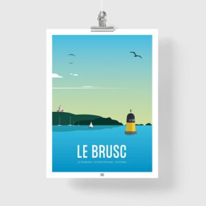 Affiche Le Brusc, le Grand Rouveau et les Embiez, affiche vintage colorée