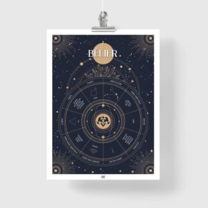 Affiche signe astrologique Bélier, poster vintage de signe du zodiaque