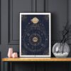 Affiche signe astrologique Bélier, poster vintage de signe du zodiaque sur fond noir