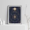 Affiche signe astrologique Gémeaux, poster vintage de signe du zodiaque sur fond clair