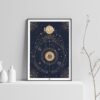 Affiche signe astrologique Lion, poster vintage de signe du zodiaque sur fond clair