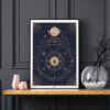 Affiche signe astrologique Vierge, poster vintage de signe du zodiaque sur fond noir