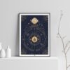 Affiche signe astrologique Vierge, poster vintage de signe du zodiaque sur fond clair