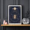 Affiche signe astrologique Scorpion, poster vintage de signe du zodiaque sur fond noir