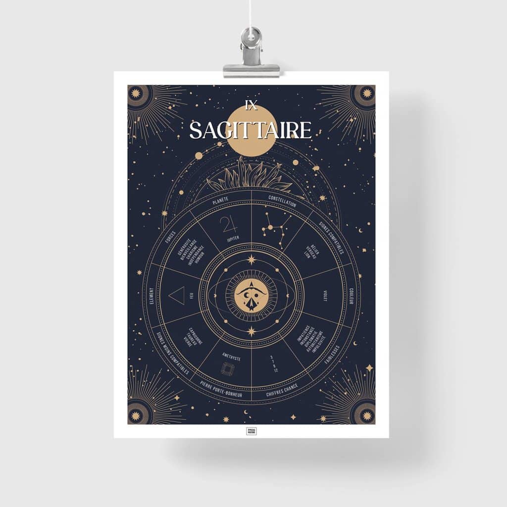 Signe Sagittaire zodiaque, idée cadeau Sagittaire, signe du Sagittaire, affiche zodiaque, affiche Sagittaire, signe zodiaque, Poster de signe astrologique, Poster Astrologie