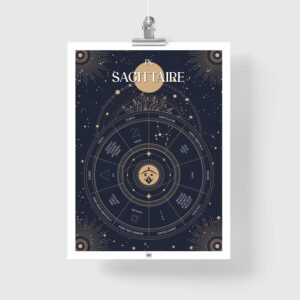 Affiche signe astrologique Sagittaire, poster vintage de signe du zodiaque