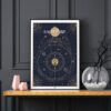 Affiche signe astrologique Sagittaire, poster vintage de signe du zodiaque, sur fond noir