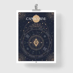 Affiche signe astrologique Capricorne, poster vintage de signe du zodiaque