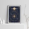 Affiche signe astrologique Capricorne, poster vintage de signe du zodiaque sur fond clair