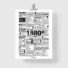 Affiche rétrospective année 1980 minimaliste en noir et blanc, présentant les films, tubes, tendances et événements marquants de 1980, idéale comme cadeau d’anniversaire nostalgique
