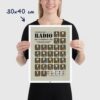 Affiche alphabet radio, code morse et pavillons maritimes, thème militaire armée, format 30x40cm