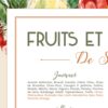 Affiche cuisine, calendrier des fruits et légumes de saison, affiche aquarelle, zoom