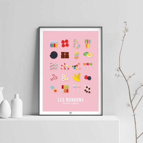 affiche bonbons, affiche candy bar minimaliste