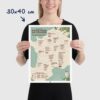 Affiche carte des fromages de france, affiche vintage, dimensions 30x40cm