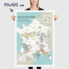 Carte des vins de France, affiche vignoble français régions viticoles, cépages, dimensions 70x100cm