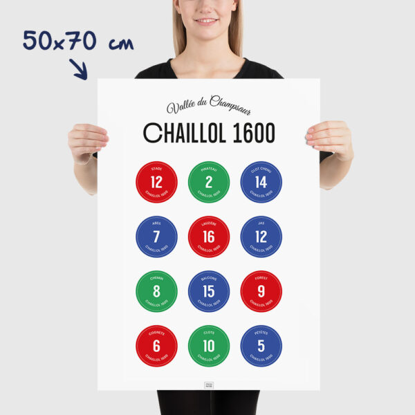 Affiche Chaillol, vallée du Champsaur : la liste des pistes de ski, dimensions 50x70cm