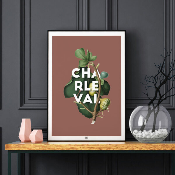 Affiche Charleval en Provence - figue, poster vintage et rétro de Frog Posters, sur fond sombre
