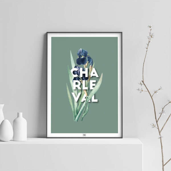 Affiche Iris de Charleval en Provence - poster vintage et rétro de Frog Posters, sur fond clair