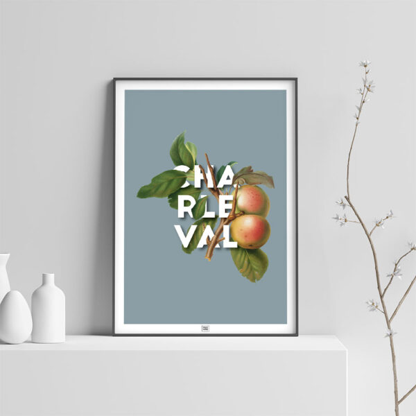 Affiche Pomme de Charleval en Provence - poster vintage et rétro de Frog Posters, sur fond clair
