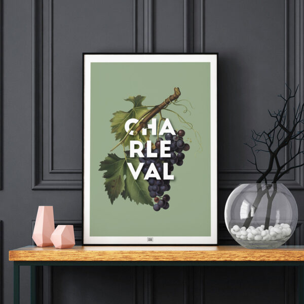 Affiche Raisin de Charleval en Provence - poster vintage et rétro de Frog Posters, sur fond sombre