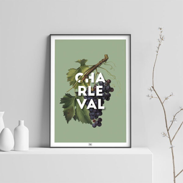 Affiche Raisin de Charleval en Provence - poster vintage et rétro de Frog Posters, sur fond clair