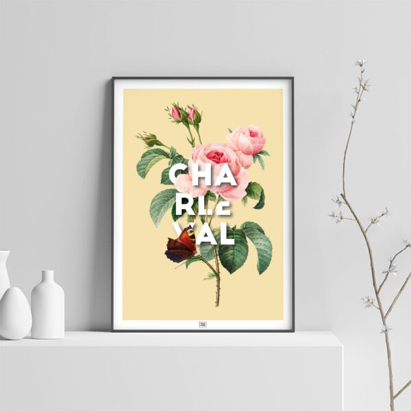 Affiche Rose de Charleval en Provence - poster vintage et rétro de Frog Posters, sur fond clair