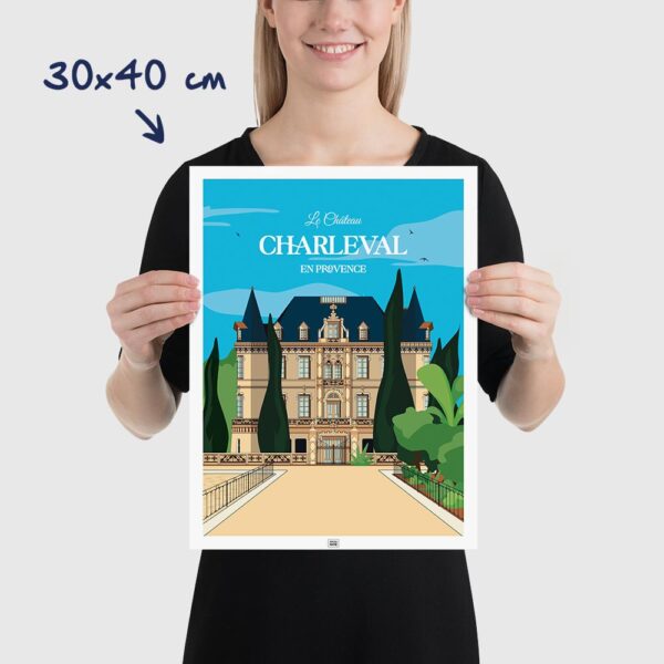 Affiche Château de Charleval en Provence - poster vintage et rétro de Frog Posters, 30x40cm