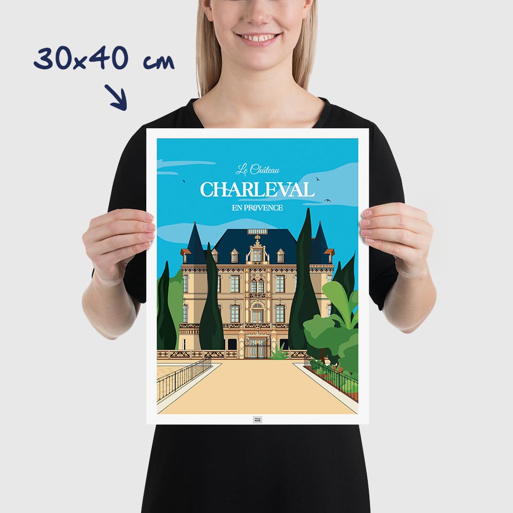 Affiche Château de Charleval en Provence - poster vintage et rétro de Frog Posters, 30x40cm