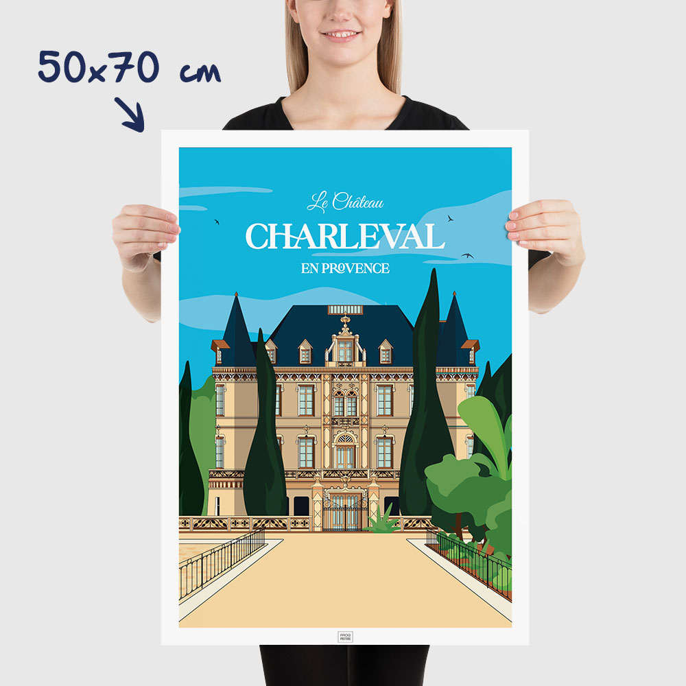 Affiche Château de Charleval en Provence - poster vintage et rétro de Frog Posters, 50x70cm