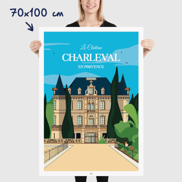 Affiche Château de Charleval en Provence - poster vintage et rétro de Frog Posters, 70x100cm