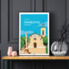 Affiche Eglise de Charleval en Provence - poster vintage et rétro de Frog Posters, sur fond sombre